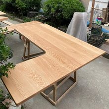 红橡木板桌板转角桌面板白橡木大板异形台面板L型实木板桌面
