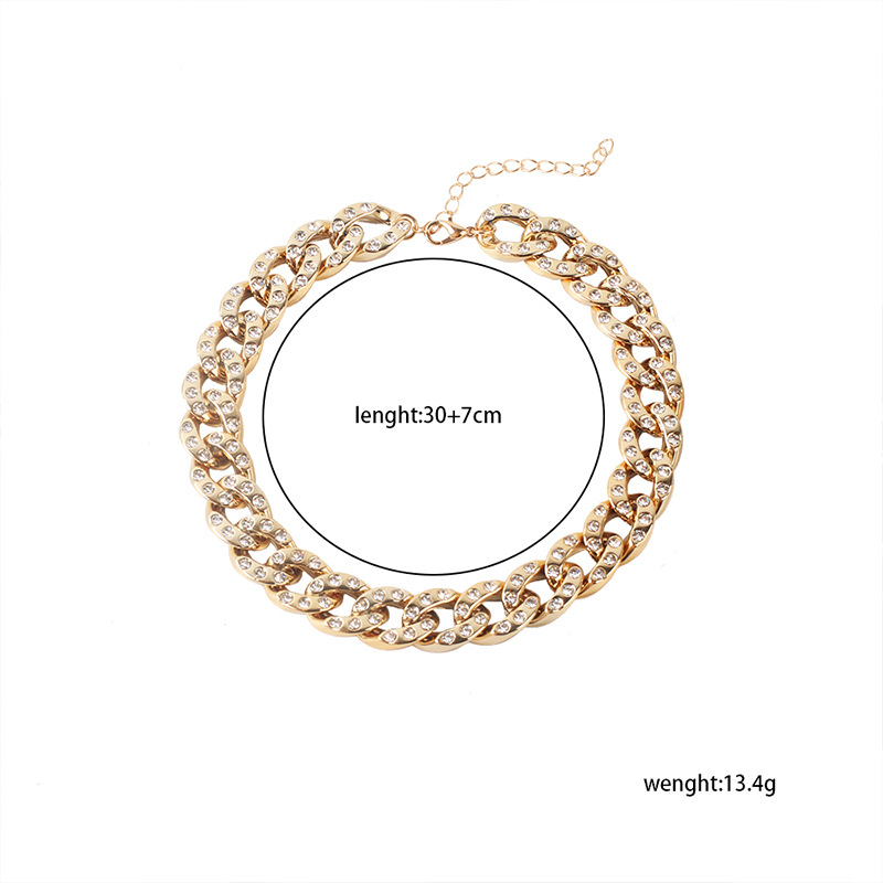 14g Weight Necklace Classification Wedding, Travel Occasion Unisex Gender Gold, Silver Color Fashion Geometric Rhinestone Alloy Necklace Bracelet Set 无