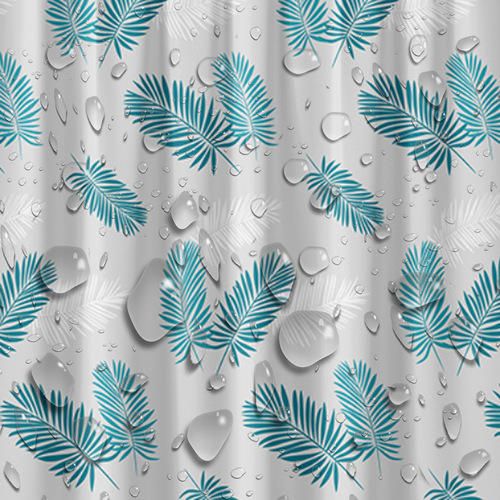 Wholesale PEVA shower curtain green feather waterproof and mildew proof bathroom curtain thickened bathroom curtain shower partition curtain