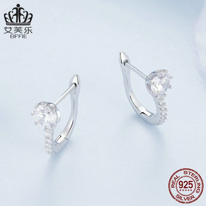 Платиновые серьги с цирконом, аксессуар, серебро 925 пробы, простый и элегантный дизайн