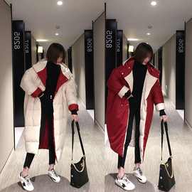 大码双面穿长款棉袄女2025冬季韩版宽松显瘦过膝加厚棉衣棉服外套