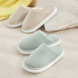 冬天布底棉拖鞋女士2025新款室内家居家棉麻布底拖鞋男士家用秋冬