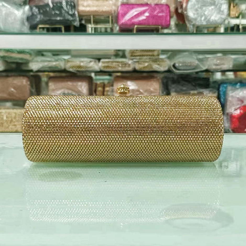 * Bolsa de mano de diamante de lujo fondo plano lleno de diamantes bolsa de banquete bolsa pequeña mujer Rhinestone bolsa de embrague