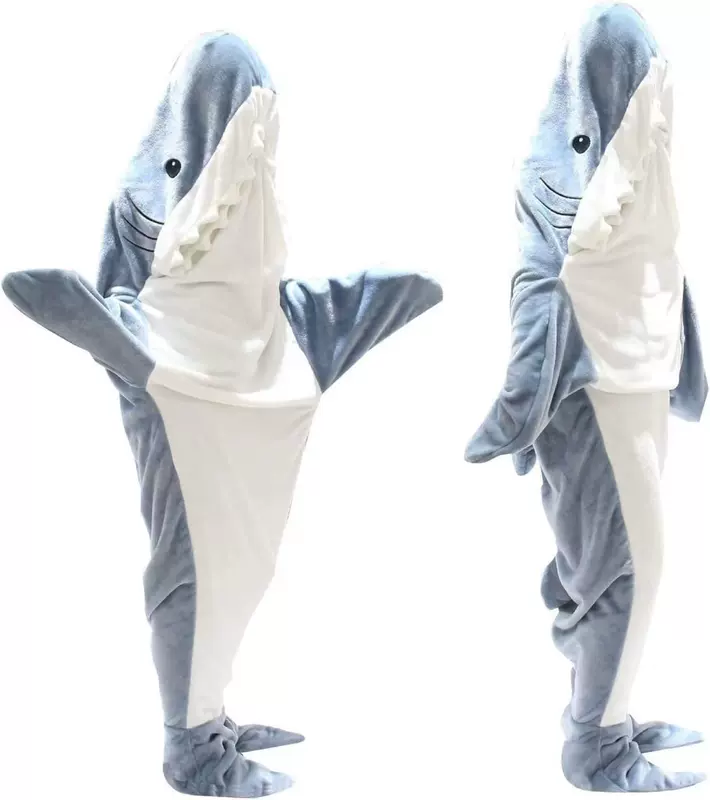 Акула, мягкое одеяло для взрослых, фланелевый худи, спальный мешок, пижама, свободный крой