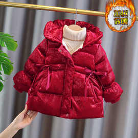 厂家直销拜年服 女童2023新款棉衣外套加厚洋气红棉袄冬装时代发