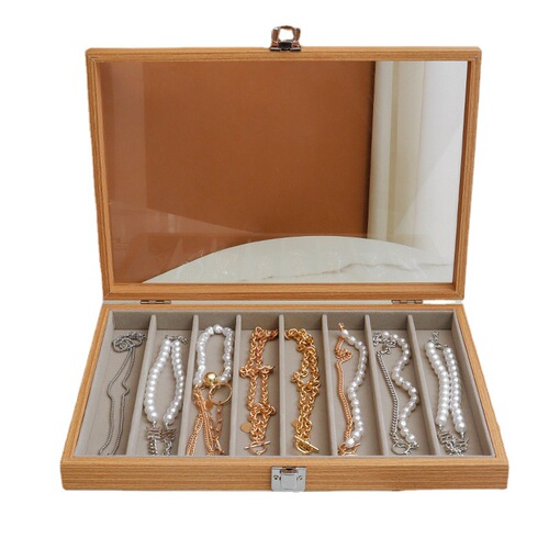 Pearl necklace storage box with cover glass dustproof long bracelet sweater chain thick neck necklace jewelry storage box