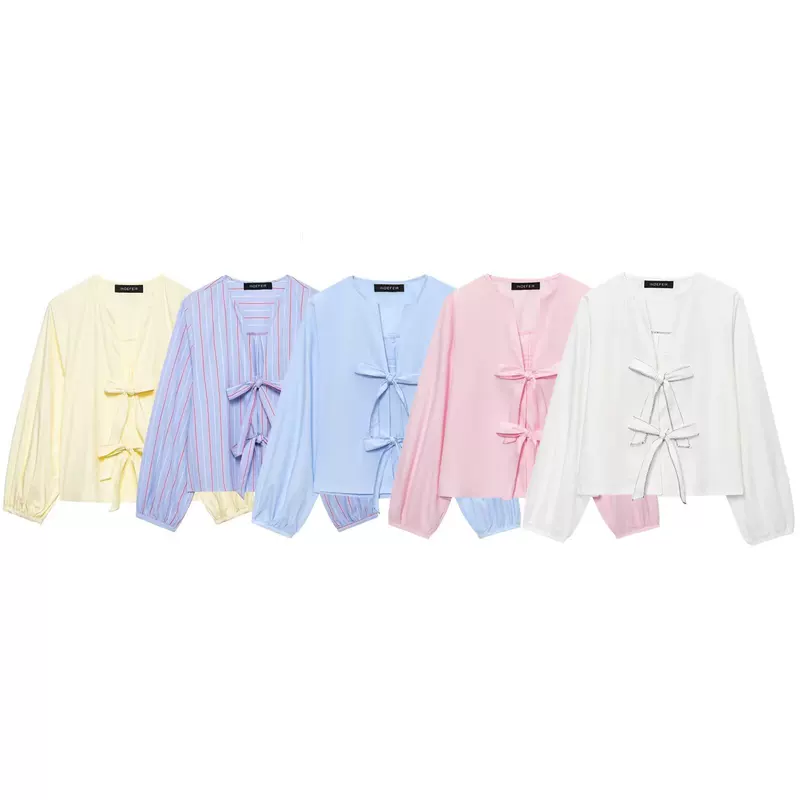 Летняя рубашка для отдыха с бантом, европейский стиль, oversize