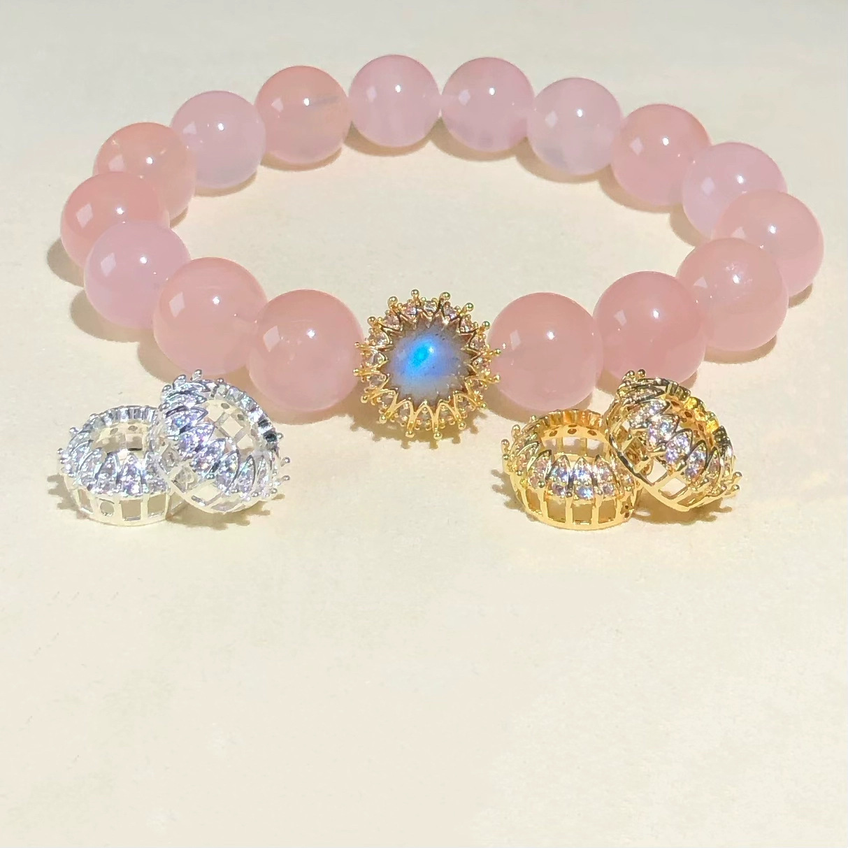 14K Gold-Filled Color-Preserving Crystal DIY Accessories Flower-Shaped Bead Ring Perforated Ring Spacer Bead Spacer Bracelet Necklace Handmade Decoration