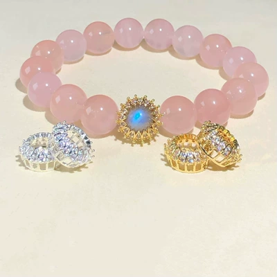 Zərgərlik ara hissələri Accessories Flower-Shaped Bead Ring Perforated