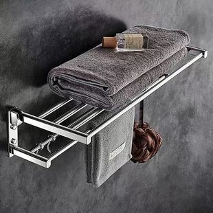 All-Copper Household Towel Rack, No-Drill Folding Gold Gun Gray Bath Towel Rack, Bathroom Toilet Storage Rack