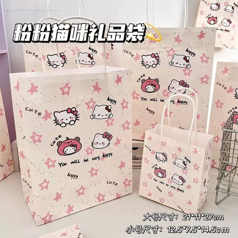 漫画スプラッシュインク猫ギフトバッグ子供の日かわいいハンドバッグインスタイル収納袋誕生日包装紙袋|undefined