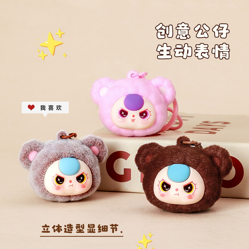 可爱卡通植绒小熊头钥匙扣小挂件创意礼品书包挂件小饰品配件批发|undefined
