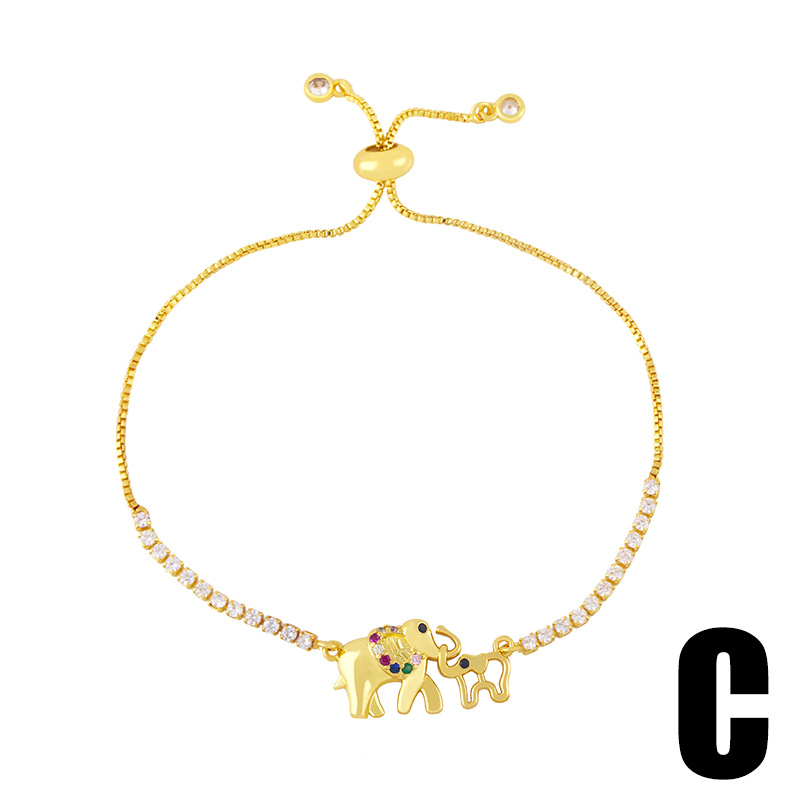 Elephant bracelet European and American fashion personality micro-inlaid color zircon butterfly adju
