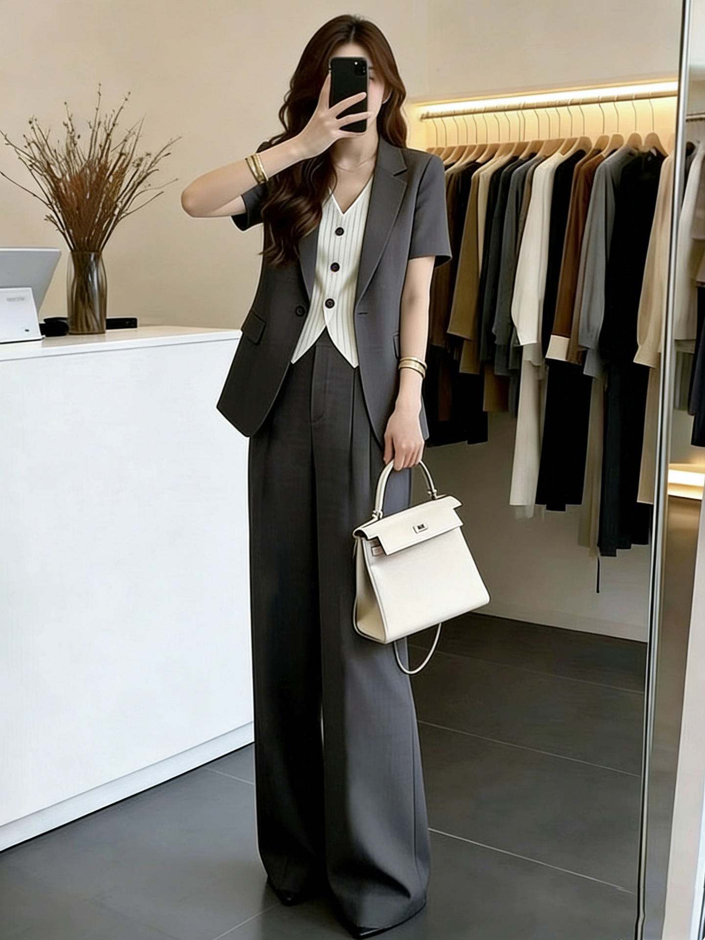 High Quality Fake Two-piece Short Sleeved Thin Suit Jacket, Suit Workwear, Professional Suit For Women_voghion.com