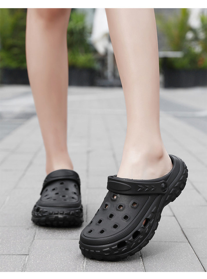 Dép sandal nam bít mũi đế lốp kiểu lỗ thoáng khí, đi biển và sinh hoạt hè — màu kaki, trắng, xám, đen chi tiết 26