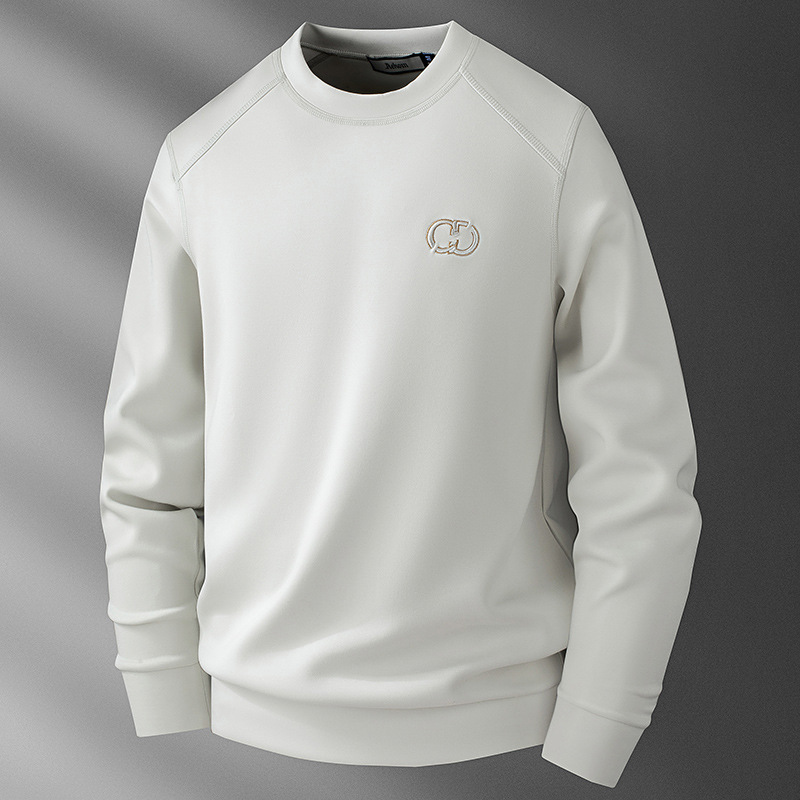 秋季高端莫代尔空气层太空棉男士圆领卫衣休闲时尚套头长袖T恤男