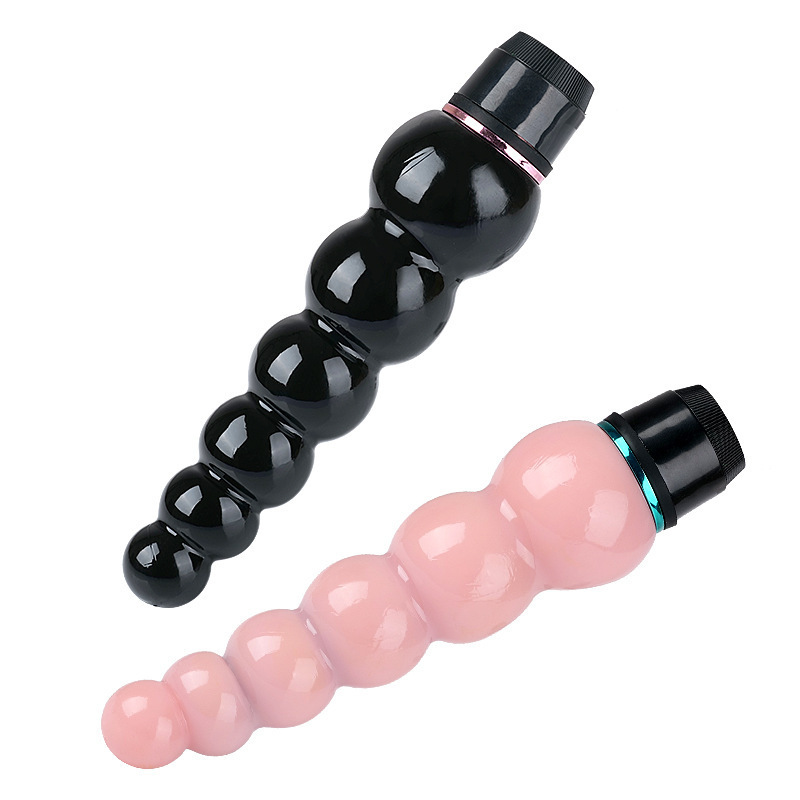 Sugar-Coated Haws Shaped Anal Beads Stick, Black ABS+TPE Anal Massager for Adults — detail image 4