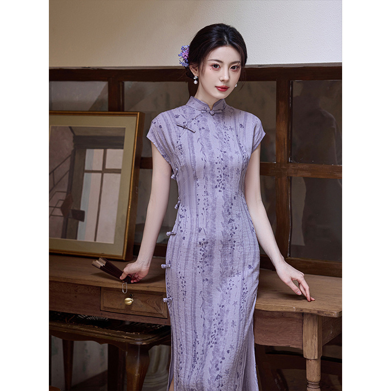 Purple Cheongsam 2026 New Improved Style for Young Girls, Summer New Chinese-Style National Style Dress, Stunning and Suitable for Everyday Wear