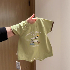 纯棉夏季新款服装新生儿宝宝卡通短袖薄款爬服婴儿连体衣哈衣外出