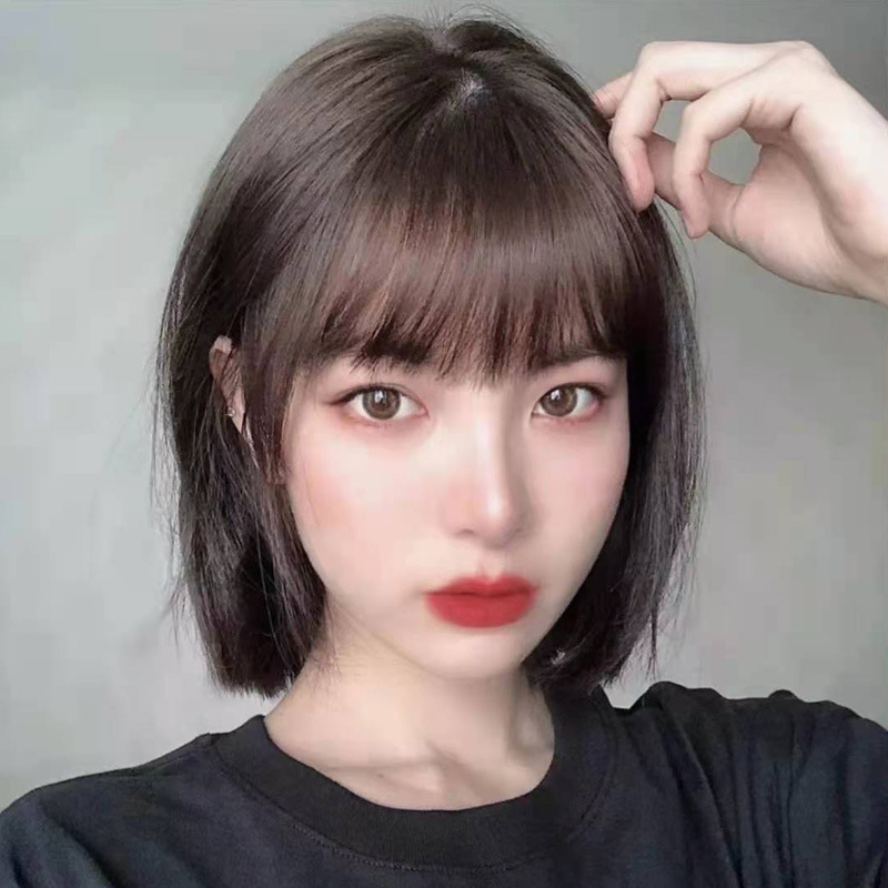 Wig female Korean popular Bobo head comics Qi Liu sea refreshing short curls full head set manufacturer in stock