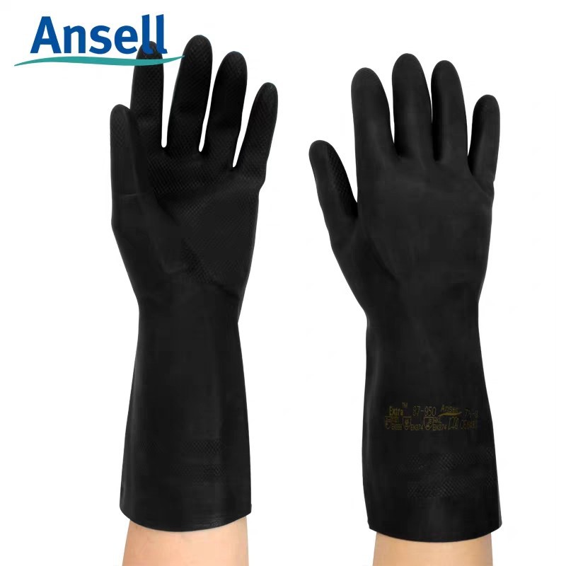 安思尔87-950耐酸碱溶剂工业手套 防化耐油劳保丁腈橡胶防护手套