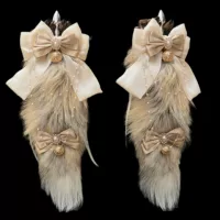 «Dune» 40см лисьийReal fur tail anal plug removable SM секс-игрушка бант колокольчик звенящий задний двор