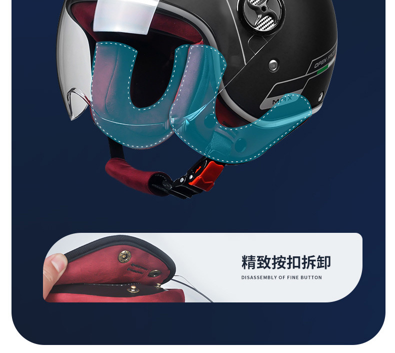 Ad Electric Vehicle Helmet for Men and Women, Universal High-Value Safety Helmet for All Seasons, 3C Certified Motorcycle Retro Half Helmet