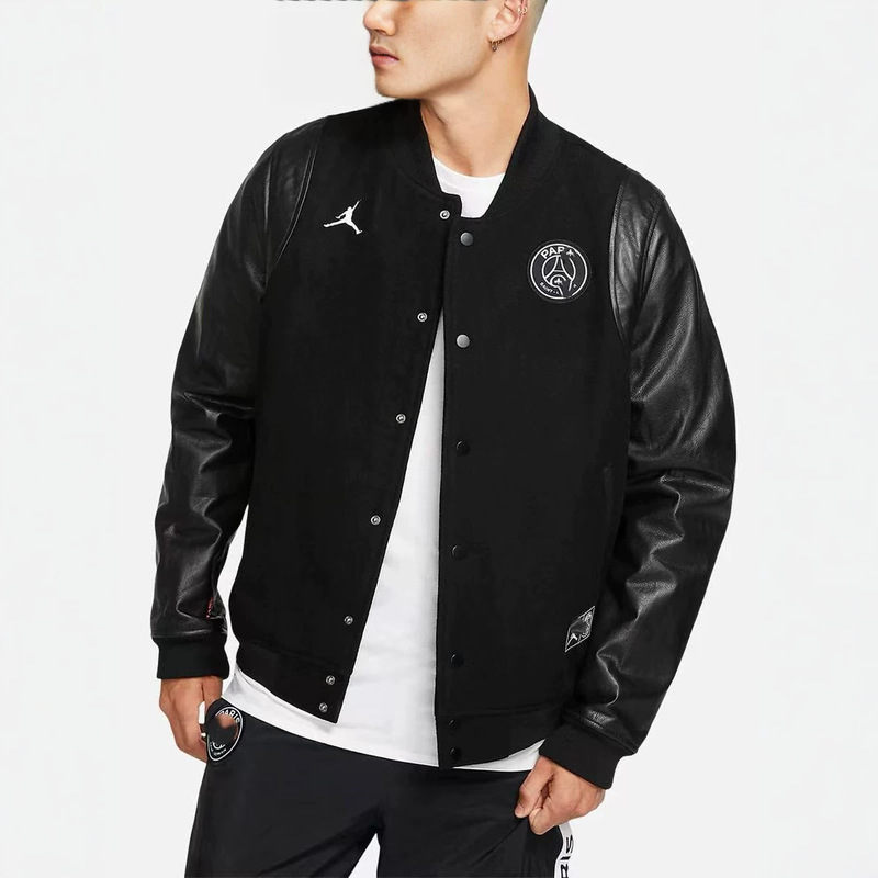 26Ss Flying Man Classic Paris Pu Leather Woolen Jacket with Embroidery, Spring and Autumn Hot Item, One Piece Dropshipping