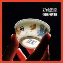 ✅茶杯陶瓷功夫茶具品茗杯家用个人杯子青花主人杯单