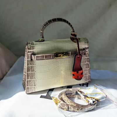 Bag handbag 2021 new pattern Crocodile print Kelly bag 22cm Messenger One shoulder portable Mini Small square package