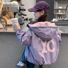 2026新款女童春装外套儿童韩版女孩春秋两面穿连帽冲锋衣双面穿潮