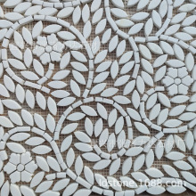 轻奢白色大理石马赛克砖树叶水刀马赛克拼花卫浴客厅背景墙地砖