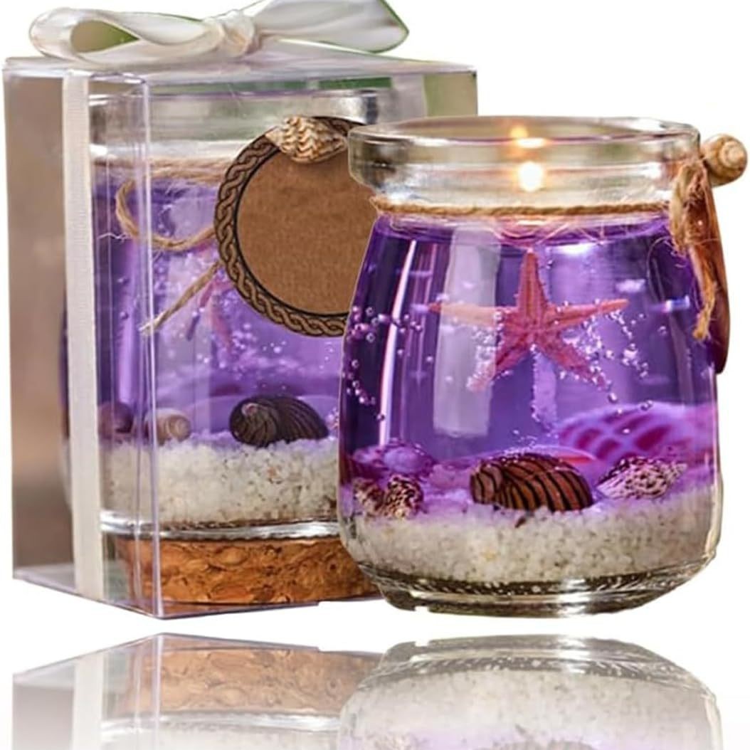 Set di candele in cera gelatinosa profumate senza fumo al profumo di oceano transfrontaliero in bottiglia regalo_voghion.com