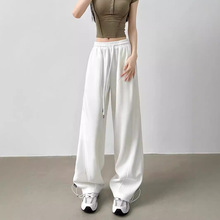 美式高腰运动裤女2025春季裤子爆款阔腿裤直筒修身垂感窄版香蕉裤