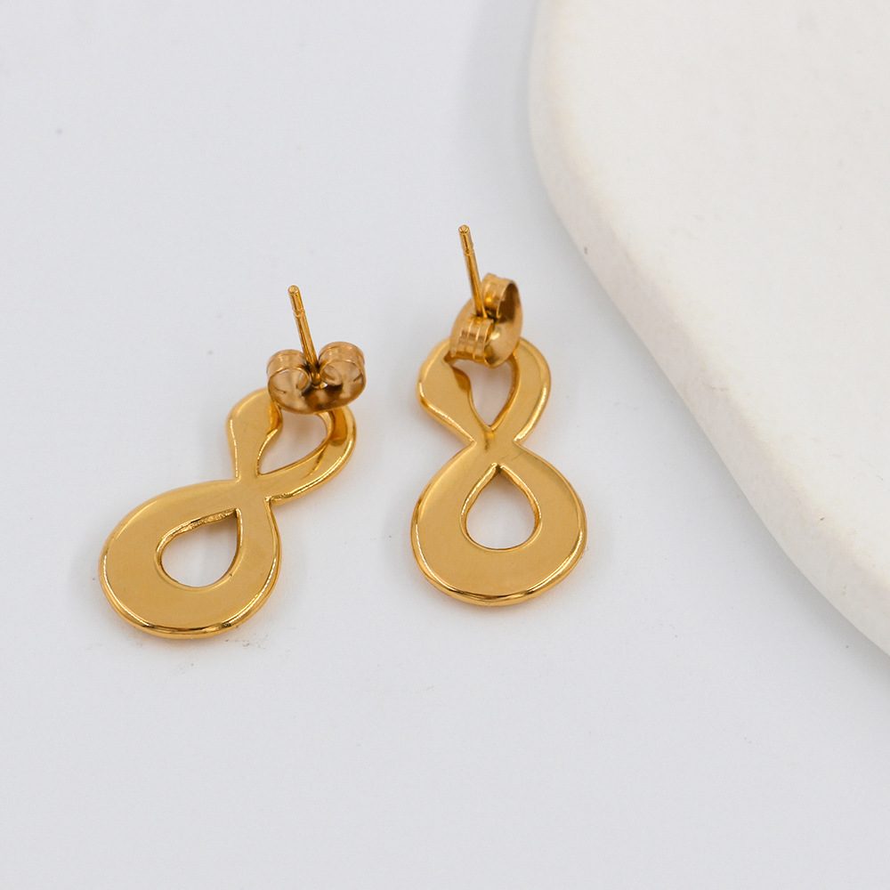 Daily Occasion 1 Pair Simple Style Infinity Snake Stainless Steel Plating Ear Studs