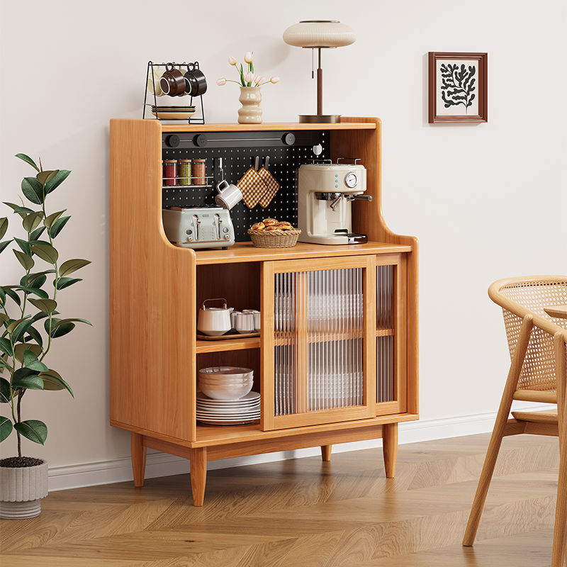 餐边柜一体靠墙高柜储物柜简约现代日式茶水柜洞洞板客厅酒柜实木
