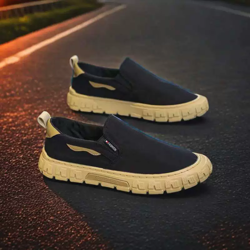 Весенне-осенняя парусиновая обувь без шнуровки, тканевая обувь, мужская обувь, новинка 2025 года, повседневная дышащая мужская высококачественная парусиновая обувь, модная