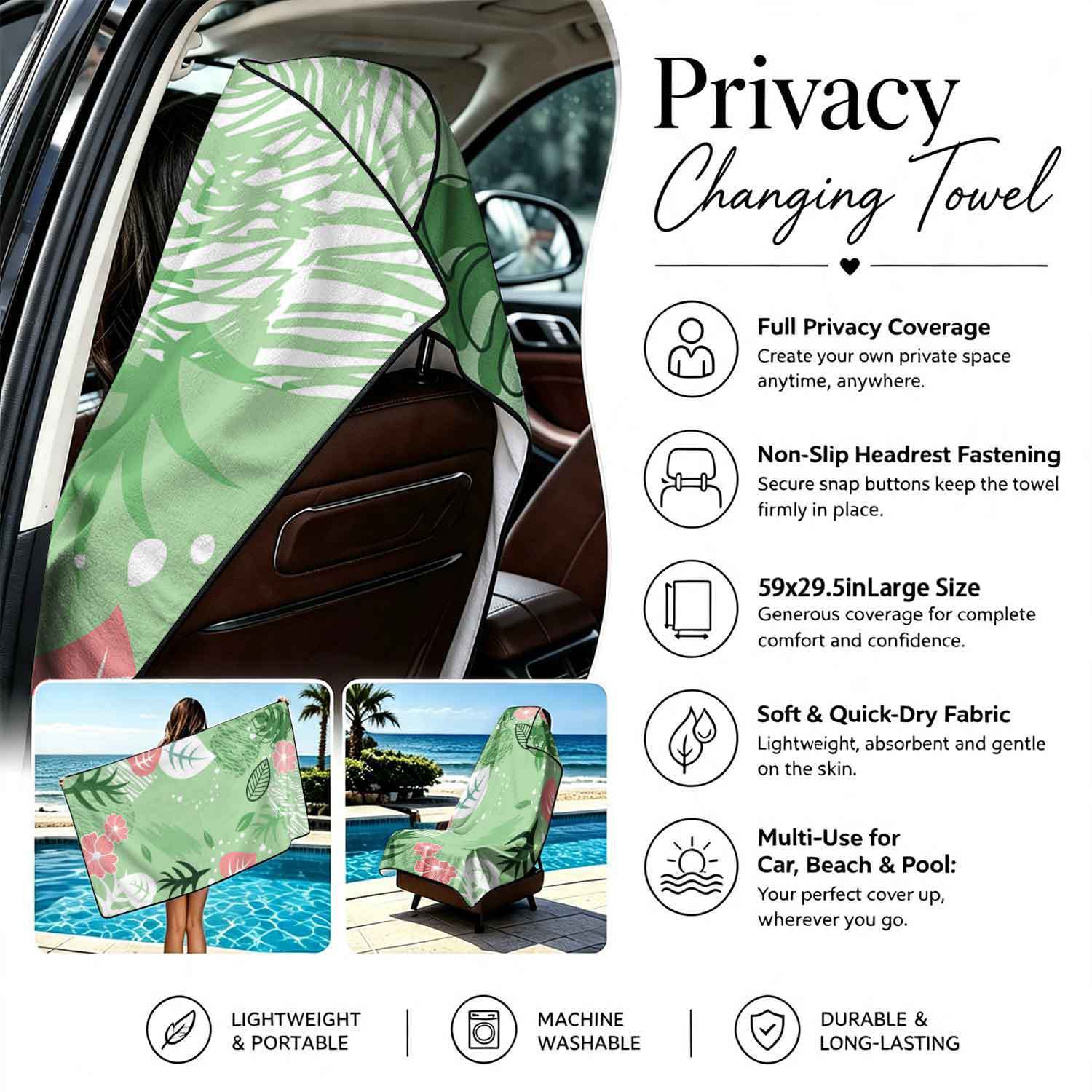Summer bath towel and car seat cover 2-in-1, ultra-fine fiber outdoor beach and car dual-use universal seat cushion