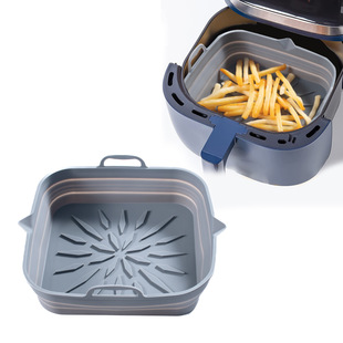 New Foldable Square Air Fryer Baking Pan Baking Mat Food Grade Silicone Reusable High Temperature Resistant