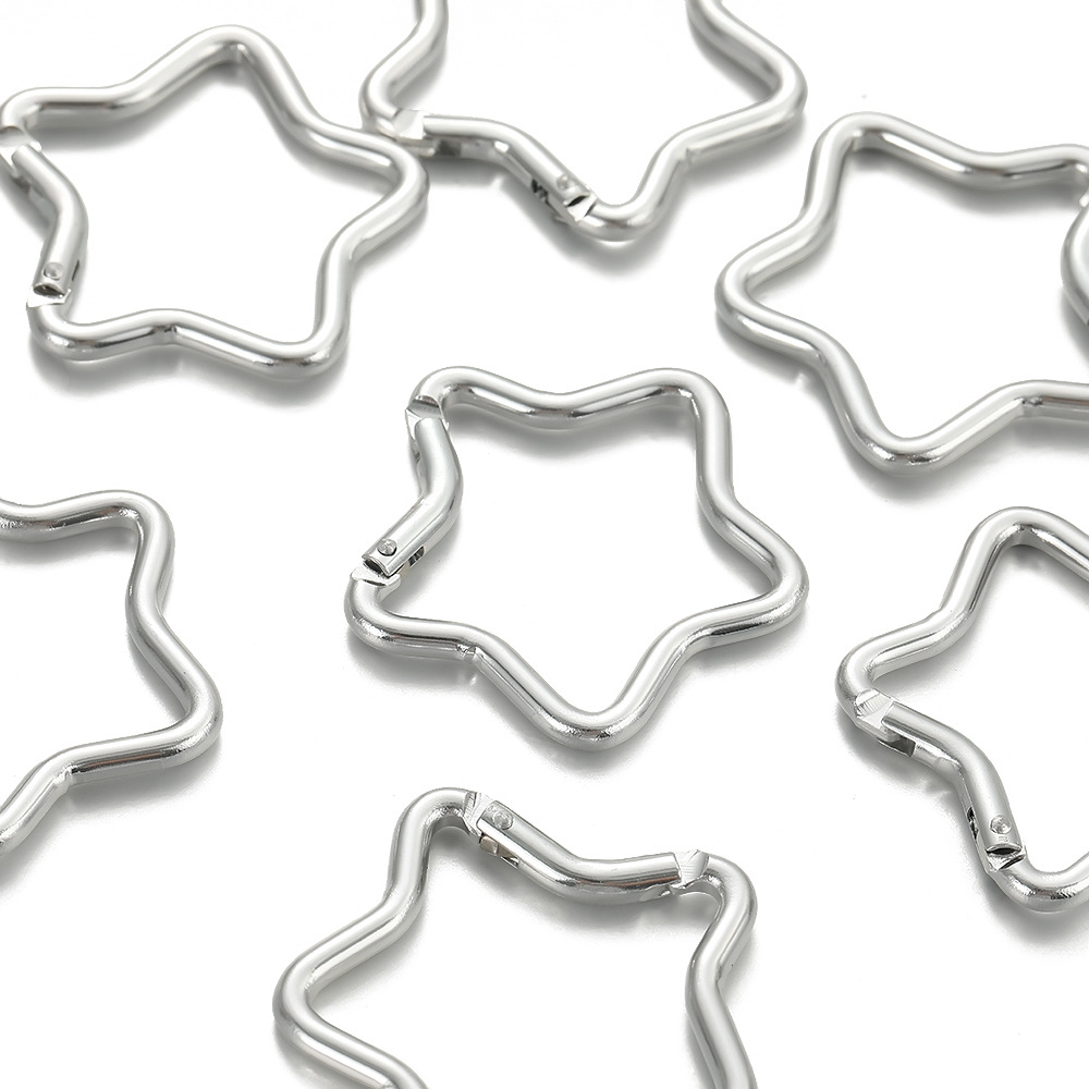 Silver Aluminum Alloy Five-Pointed Star-Shaped Carabiner, Star Safety Hook, Keychain Backpack Buckle