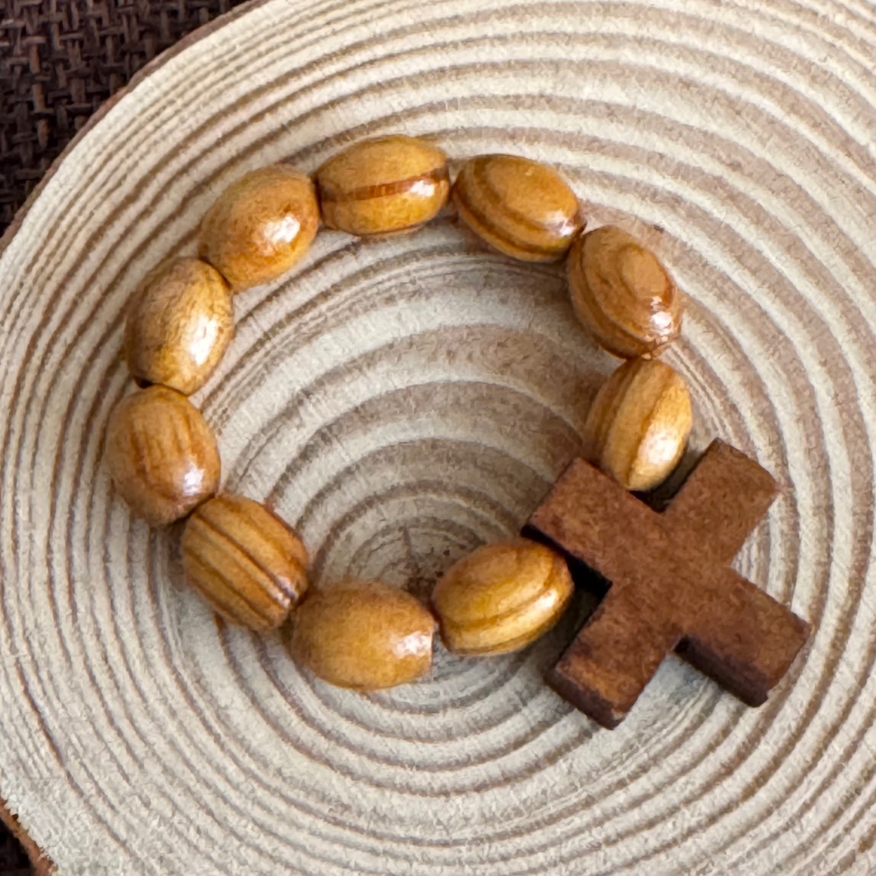 8x6mm松木念珠指环米珠Rosary Ring