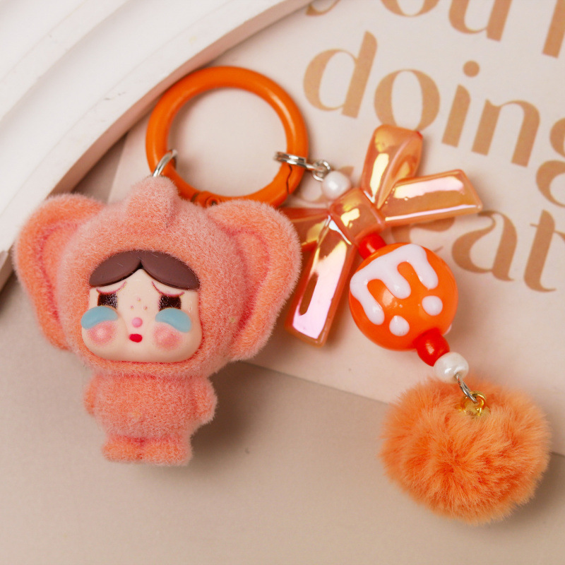 Cute Crying Baby Flocked Travel Elephant Nose Doll Pendant School Bag Pendant Pendant Mobile Phone Chain Gift for Best Friend