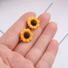 Fresh earrings solar-powered, yellow resin, European style, sunflower, wholesale