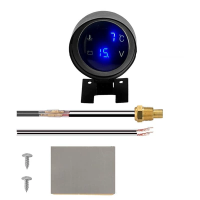Circular Gun-Type Water Temperature and: automobile instrument - blue-letter-cannon-type-water-temperature-and-voltage-dual-display-meter-with-10mm-water-temperature-plug