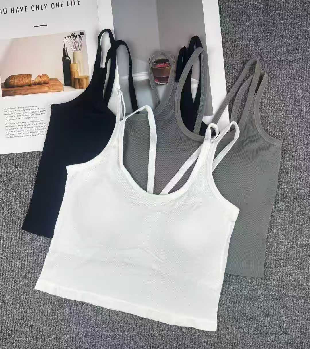 7014 # bajo precio de moda universal de algodón cómodo chaleco de yoga deportivo cojín de pecho bra deportivo universal