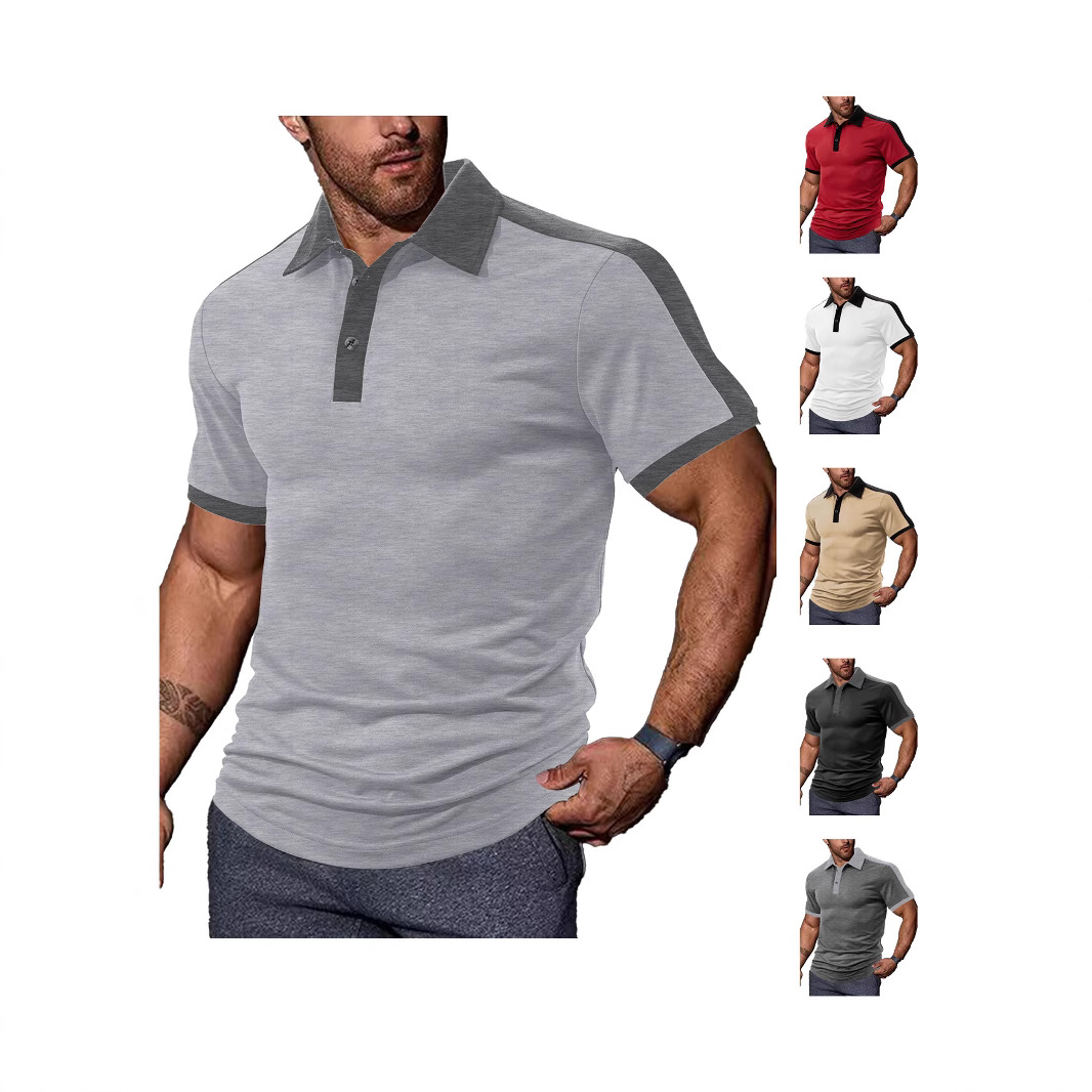 Europa y los Estados Unidos transfronterizos Amazon verano casual suelto color de algodón de perla pequeño twill hombre de manga corta con solapa polo