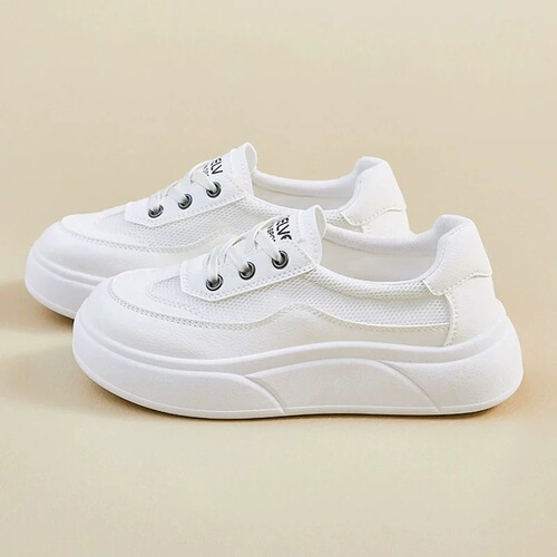 Mesh breathable white shoes for women 2026 new summer platform thick sole popular thin casual sports board shoes