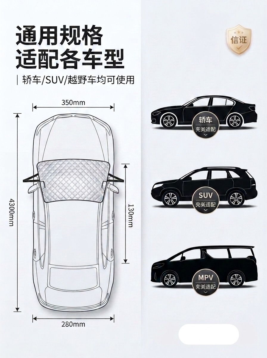 Car snow shield, sunshade, front windshield cover, snow-blocking cloth, winter car window frost and freeze protection cover