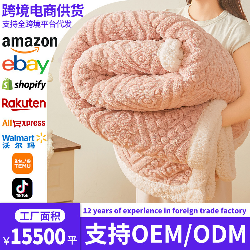 Comercio exterior transfronterizo Amazon cordero mantas de cachemire espesa invierno mantas de coral mantas de seda de cachemire cálidas mantas de sofá