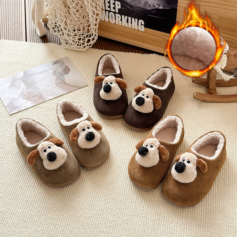Детская плюшевая обувь Birkenstock с милым щенком зимняя плюшевая меховая обувь в корейском стиле для девочек теплая хлопковая обувь на мягкой подошве для мальчиков